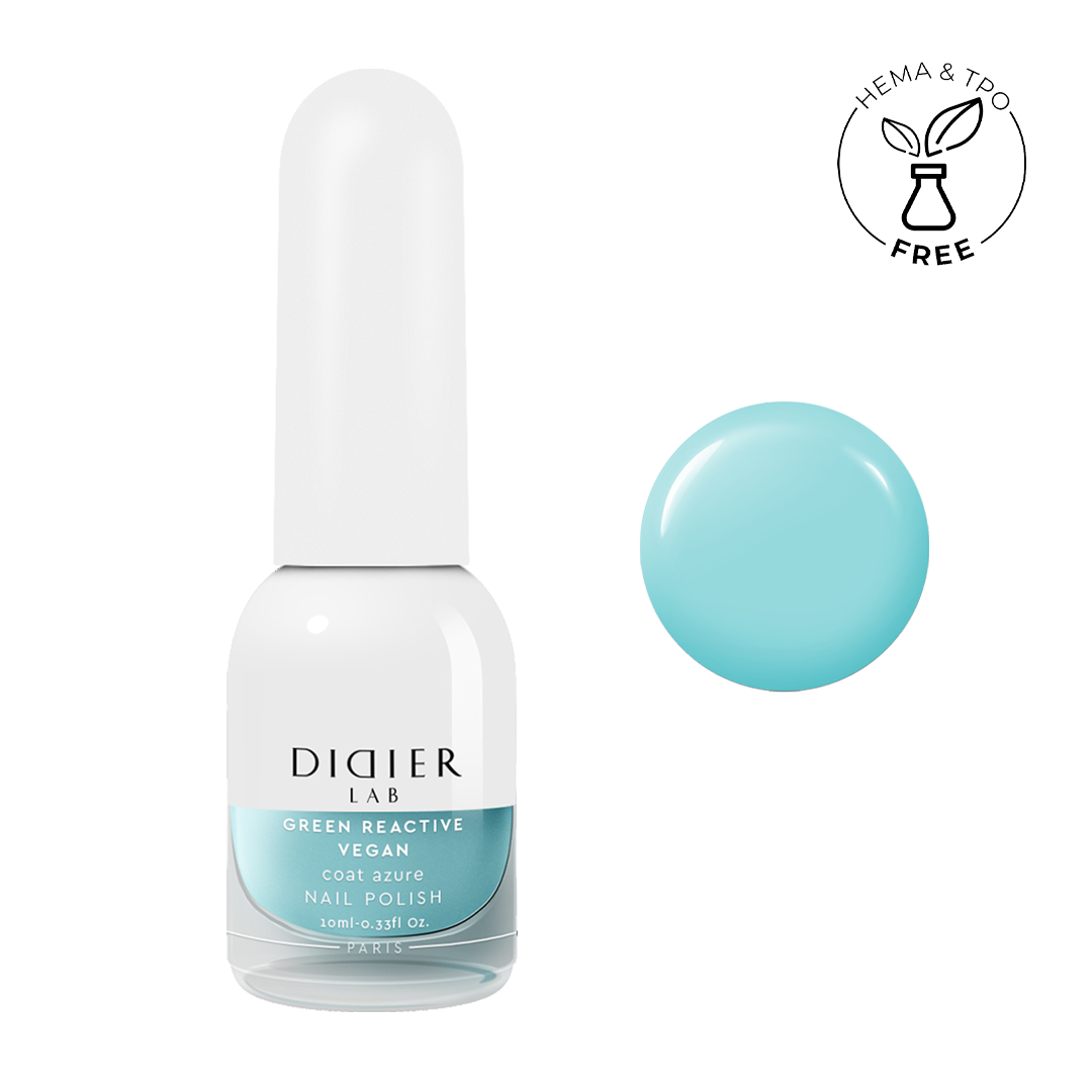 Smalto per unghie, Green reactive, Vegan, coat azure, Didier Lab, 10ml