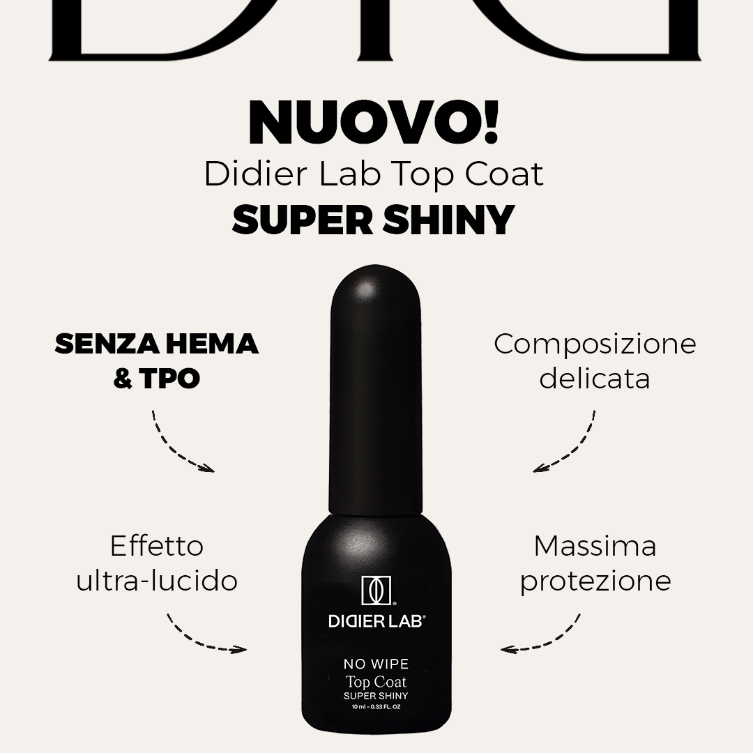 Top Coat No Wipe Super Shiny, HEMA & TPO free, Didier Lab, 10 ml
