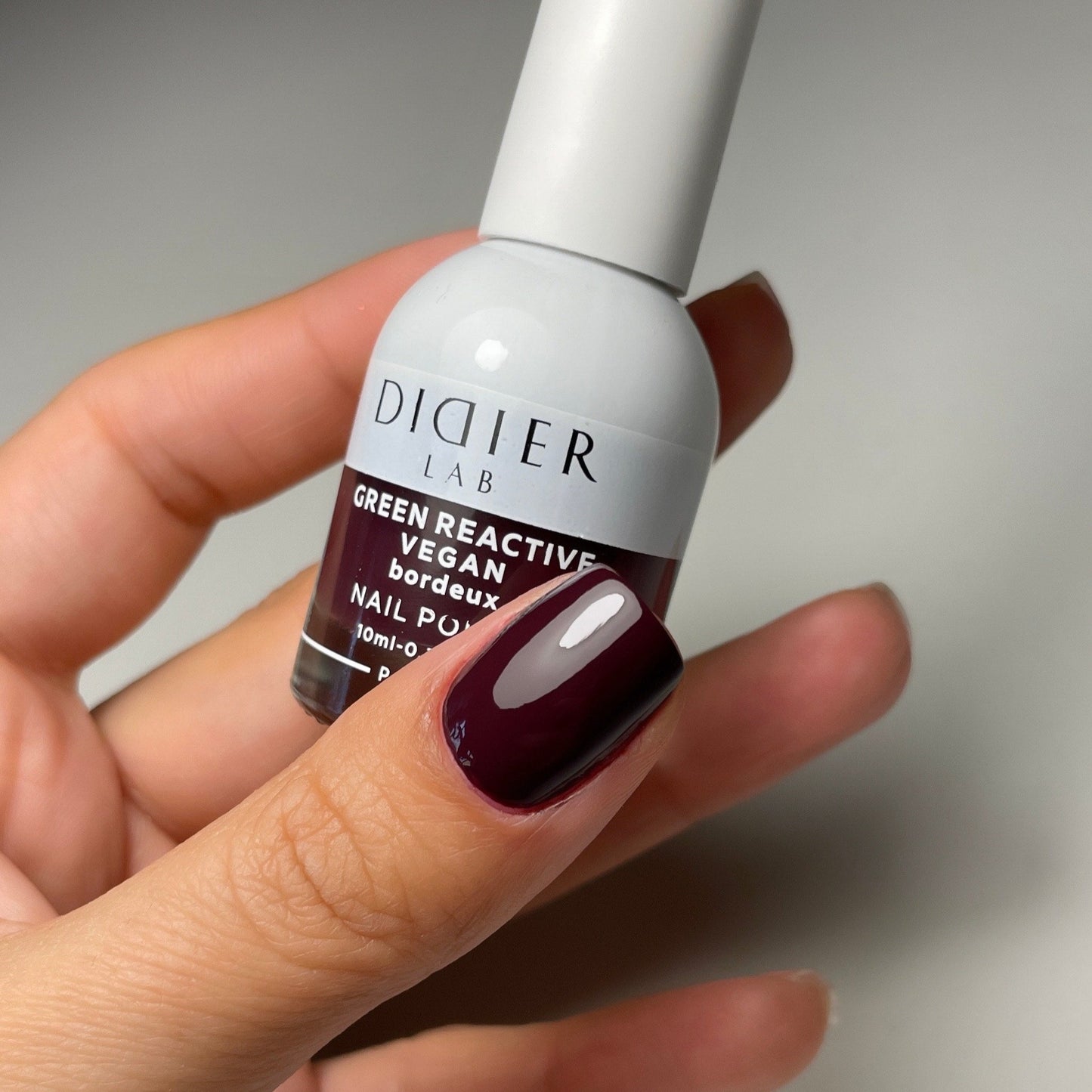 Smalto per unghie, HEMA & TPO free, Green reactive, Vegan, bordeux, Didier Lab, 10ml