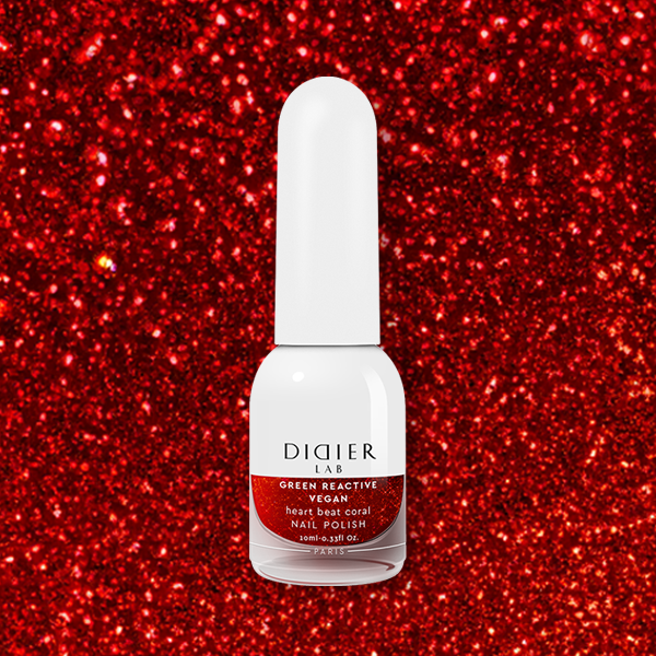 Smalto per unghie, Green reactive, Vegan, heart beat coral, Didier Lab, 10ml