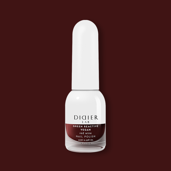 Smalto per unghie, HEMA & TPO free, Green reactive, Vegan, red wine, Didier Lab, 10ml