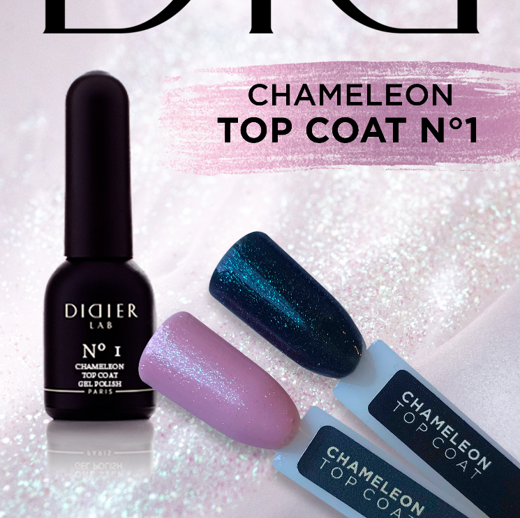 Top coat semipermanente, Hema&TPO free, Chameleon, No1, Didier Lab, 10ml