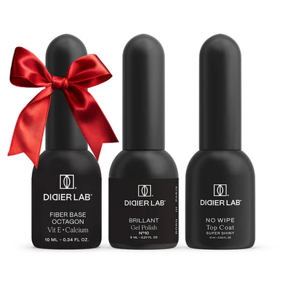 Trio Festivo Black Sparkle – Base Octagon, Brillant N°10, Top Coat Super Shiny, Didier Lab
