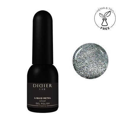 Smalto semipermanente, HEMA & TPO free, Liquid metal, silver, Didier Lab, 10ml