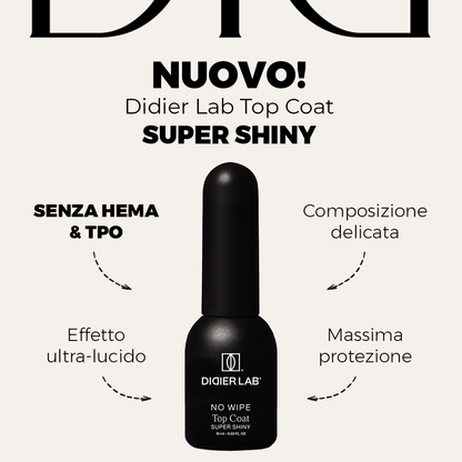 Top Coat No Wipe Super Shiny, HEMA & TPO free, Didier Lab, 10 ml