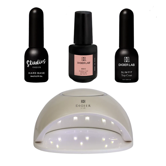 Set Lampada LED/UV + Hard base + Builder Gel BBIO + Top coat no wipe Slim Fit