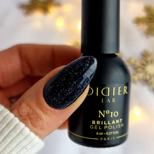 Trio Festivo Black Sparkle – Base Octagon, Brillant N°10, Top Coat Super Shiny, Didier Lab