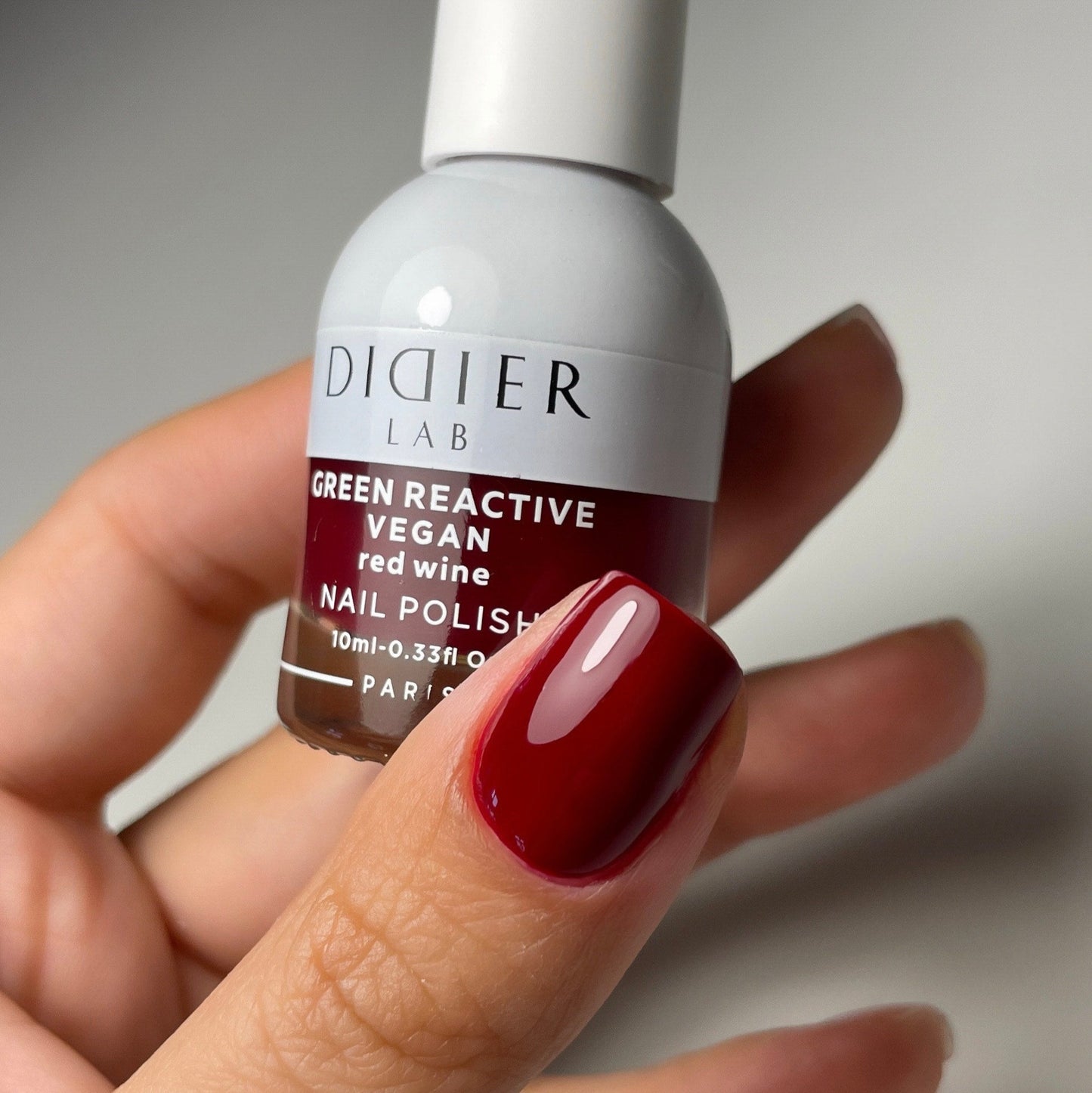 Smalto per unghie, HEMA & TPO free, Green reactive, Vegan, red wine, Didier Lab, 10ml