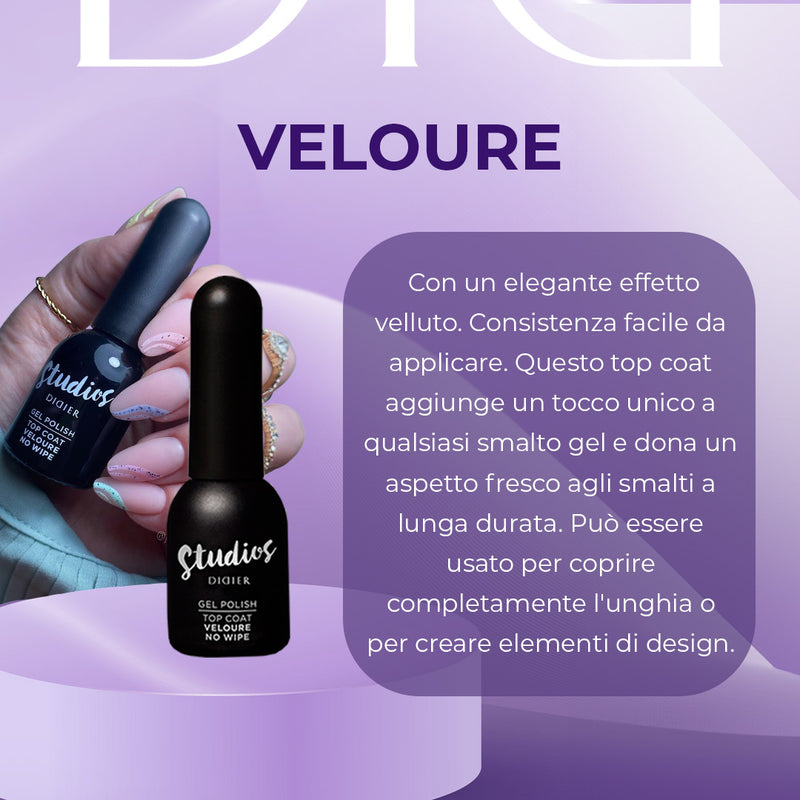 Top coat semipermanente, Studios, Velour, Opaco, No wipe, Didier Lab, 8ml