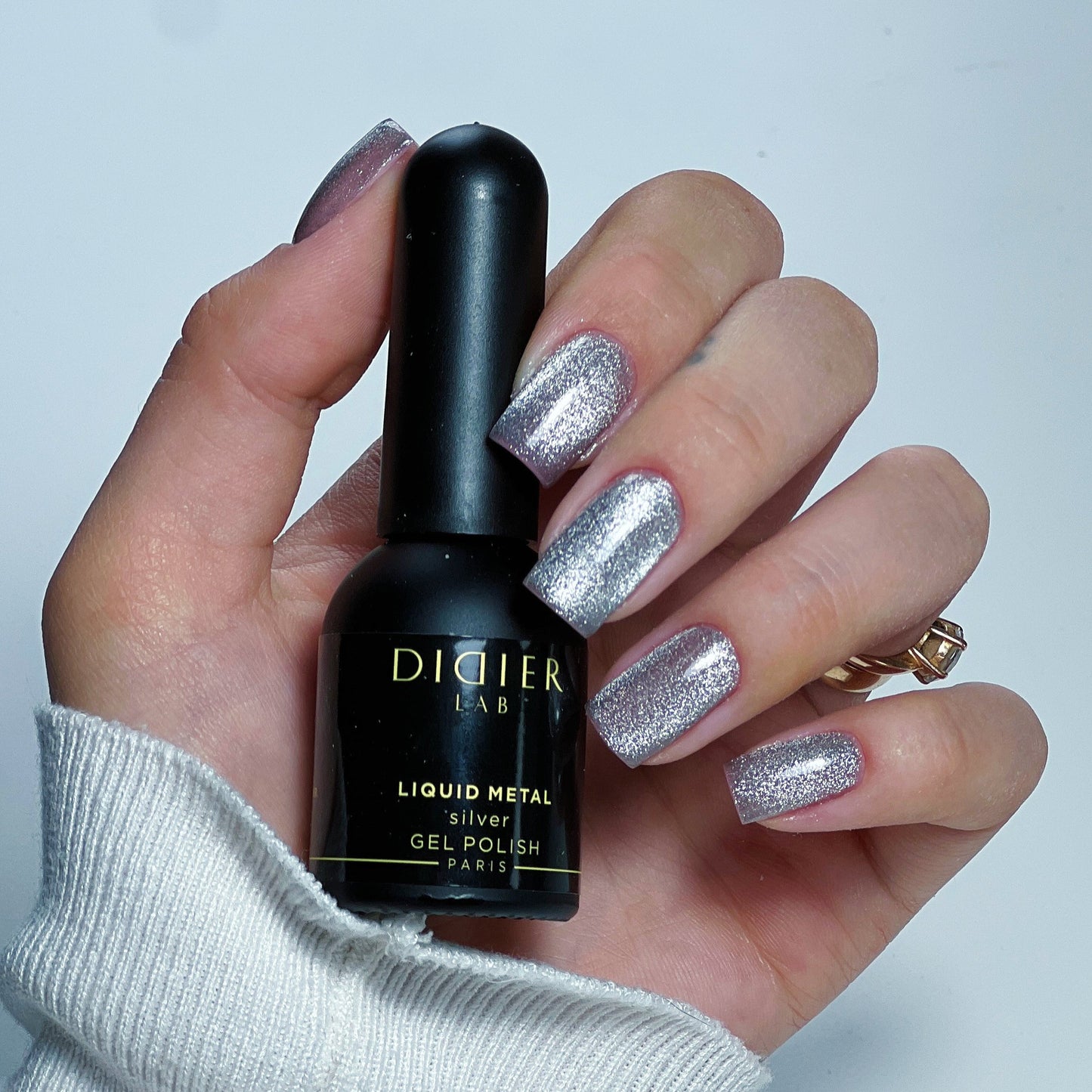 Smalto semipermanente, HEMA & TPO free, Liquid metal, silver, Didier Lab, 10ml