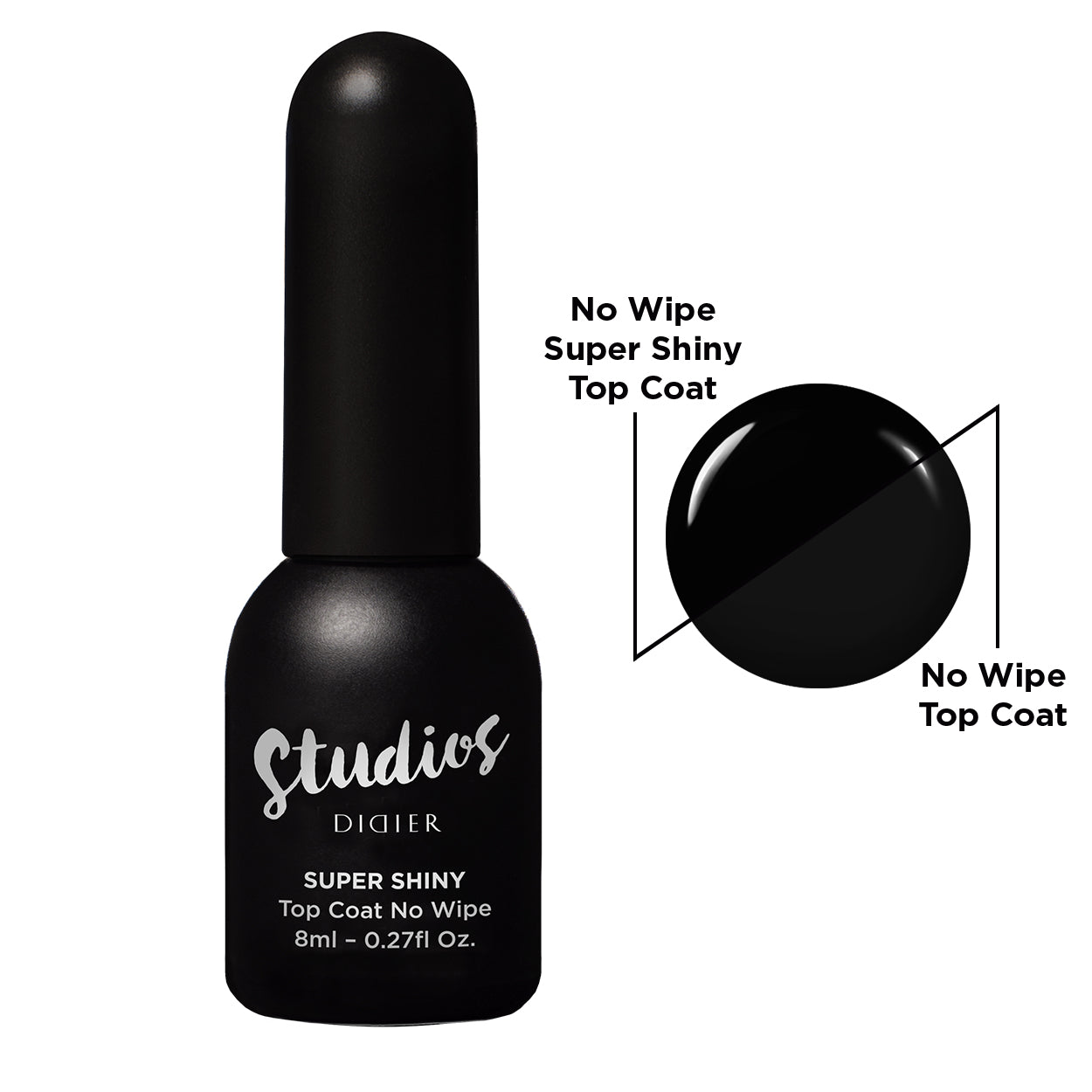 Top coat semipermanente, Studios, Super Shiny, No wipe, Didier Lab, 8ml